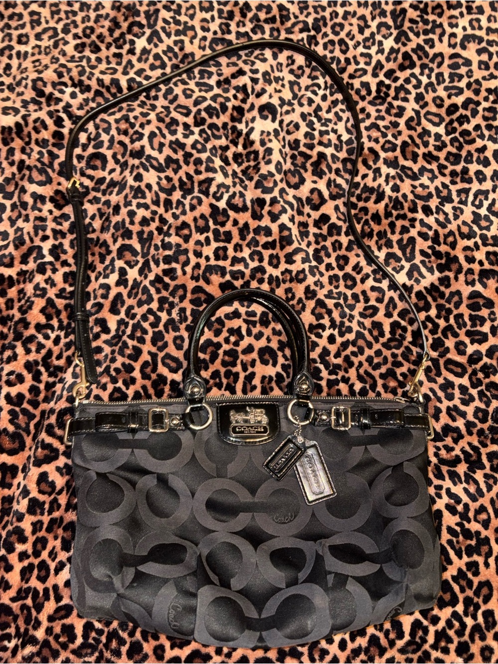 Coach Black Signature C Jacquard Satchel